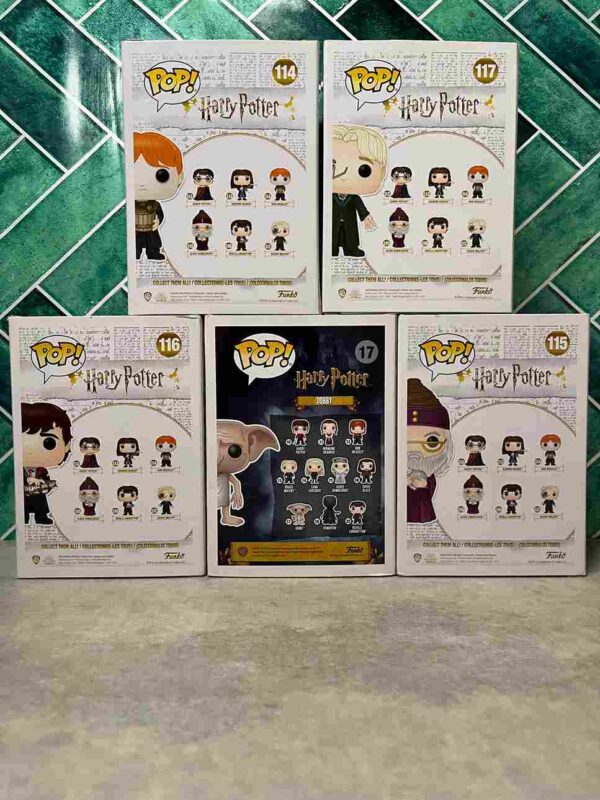 4 Funko Pop : Harry potter - 17 Dobby / 114 Ron Weasley / 115 Albus Dumbledore /  117 Draco Malfoy