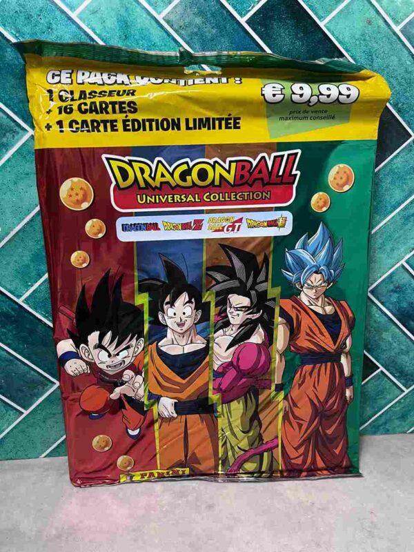 Panini : Dragon Ball Universal - Collection Trading Cards / Starter Pack de 2 Pochettes + 1 Carte en Edition Limitée + Le classeur de Rangement